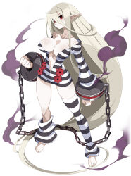 Rule 34 | 1girl, blonde hair, breasts, chain, cleavage, disgaea, disgaea rpg, expressionless, large breasts, prison clothes, red eyes, salvatore, solo