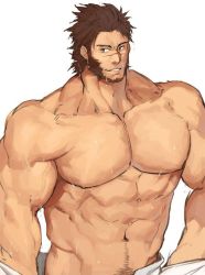 Rule 34 | 1boy, abs, bandaid, bandaid on cheek, bandaid on face, bara, bare pectorals, beard, black hair, blouse, bulge, cyphers, damian doyle (cyphers), dark-skinned male, dark skin, facial hair, gomtang, large pectorals, male focus, male pubic hair, mature male, mohawk, muscular, muscular male, navel, navel hair, nipples, open clothes, open shirt, pectoral cleavage, pectorals, penis, pubic hair, shirt, short hair, sideburns, sidepec, solo, stomach, stubble, thick thighs, thighs, third-party source