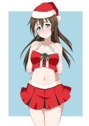 Rule 34 | 1girl, absurdres, aqua eyes, artist name, artist request, bare legs, blue eyes, blush, bow, breasts, brown hair, christmas, cross-laced clothes, cross-laced dress, dress, female focus, green bow, hair between eyes, half updo, hat, highres, long hair, looking at viewer, love live!, love live! nijigasaki high school idol club, miniskirt, osaka shizuku, parted lips, plaid, plaid dress, plaid skirt, pleated, pleated dress, pleated skirt, ponytail, red dress, red hat, red skirt, santa hat, skirt, smile, solo, worried