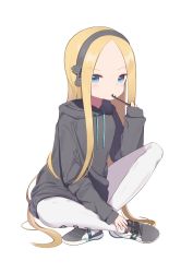 Rule 34 | 1girl, abigail williams (fate), absurdres, black bow, black hairband, black hoodie, blonde hair, blue eyes, bow, commentary request, fate/grand order, fate (series), hair bow, hairband, highres, holding, holding key, hood, hood down, hoodie, key, long hair, looking at viewer, pantyhose, parted bangs, shoes, simple background, solo, white background, white pantyhose, yomogi uehara