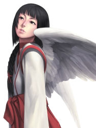Rule 34 | 1girl, black hair, hair over shoulder, iwai ryou, long hair, original, solo, wings