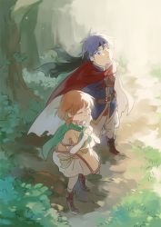 Rule 34 | 1girl, bad id, bad twitter id, blue eyes, blue hair, brother and sister, brown hair, fire emblem, fire emblem: path of radiance, gloves, hair tubes, headband, ike (fire emblem), mist (fire emblem), nintendo, scarf, short hair, siblings, skirt, smile