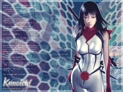 Rule 34 | 1girl, 3d, bodysuit, dated, elbow gloves, english text, fishnets, gloves, hibana, kunoichi (game), ninja, official art, official wallpaper, sega, shiny clothes, skin tight, solo, wallpaper