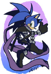 Rule 34 | 1boy, animal, artist name, cosplay, crossover, full body, furry, furry male, ladygt93, name connection, one-punch man, onsoku no sonic, onsoku no sonic (cosplay), profile, scarf, sonic (series), sonic the hedgehog, thumbs up