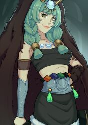 Rule 34 | 1girl, absurdres, ancient greek clothes, antlers, arm warmers, artemis (hades), artist request, bandages, bracelet, deer antlers, fur-trimmed arm warmers, fur trim, greco-roman clothes, green hair, hades (series), hades 2, highres, horns, jewelry, skirt, smile, solo, thick bangs