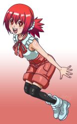 Rule 34 | 1girl, digimon, digimon xros wars, female focus, full body, hair ornament, hairclip, hinomoto akari, long hair, low twintails, orange eyes, red hair, shiny clothes, smile, solo, twintails, vlaimk