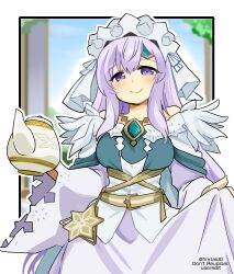 Rule 34 | amulet, cup, fire emblem, fire emblem: genealogy of the holy war, holding, holding cup, julia (fire emblem), long hair, maid, maid headdress, nintendo, official alternate costume, purple eyes, purple hair, smile, teacup, very long hair, yukia (firstaid0)