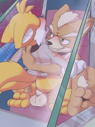 Rule 34 | 2boys, anal, arwing, ass, ass grab, barefoot, blush, bottomless, closed eyes, crossover, cum, cum in ass, fox mccloud, furry, furry male, gloves, green eyes, half-closed eyes, highres, hug, male focus, male penetrated, moaning, multiple boys, naughty face, nintendo, open mouth, orgasm, penis, rexin, sex, sitting, smile, soles, sonic (series), space, spread legs, star fox, sweat, tails (sonic), testicles, toes, yaoi