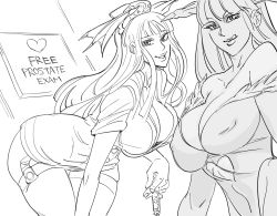 Rule 34 | 2girls, :q, bad id, bb (baalbuddy), blunt bangs, breasts, capcom, cleavage, clothing cutout, covered erect nipples, dual persona, english text, garter straps, greyscale, hat, head wings, heart cutout, highres, holding, holding syringe, inactive account, large breasts, leaning forward, licking lips, long hair, looking at viewer, monochrome, morrigan aensland, multiple girls, nurse, nurse cap, parted lips, smile, syringe, thighhighs, tongue, tongue out, vampire (game), wings, you gonna get raped