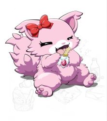 Rule 34 | 1girl, 638t, cat, eating, closed eyes, furry, furry female, garnet (jewelpet), jewelpet, jewelpet (series), open mouth, solo
