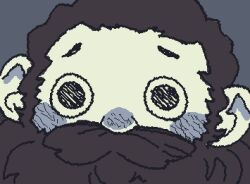 Rule 34 | 1boy, acatpiestuff, alternate species, animated, animated gif, beard, blush stickers, dilated pupils, dungeon meshi, dwarf, facial hair, grey theme, long beard, looking at viewer, lowres, male focus, monochrome, mustache, senshi (dungeon meshi), senshi (half-foot) (dungeon meshi), shaking, solo, thick mustache