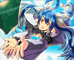 Rule 34 | arc system works, asymmetrical wings, blue hair, book, dizzy (guilty gear), guilty gear, guilty gear x, guilty gear xx, guilty gear xx accent core, hair ribbon, long hair, official art, red eyes, ribbon, solo, tail, tail ornament, tail ribbon, wings