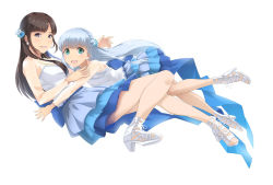 Rule 34 | 10s, 2girls, aoki hagane no arpeggio, black hair, blue eyes, blue hair, crossover, dress, fuchigami mai, iona (aoki hagane no arpeggio), long hair, mikel (4hands), multiple girls, real life, smile, twintails, voice actor, voice actor connection, yamamura hibiku (voice actor)