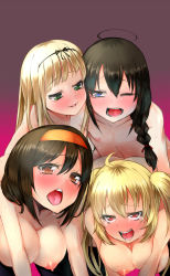 Rule 34 | 10s, 2boys, 2girls, ahegao, ahoge, bad id, bad pixiv id, black hair, blonde hair, blue eyes, blush, braid, breasts, brown eyes, doyouwantto, flat chest, genderswap, genderswap (ftm), green eyes, group sex, hairband, highres, kantai collection, large breasts, multiple boys, multiple girls, murasame (kancolle), nipples, nude, one eye closed, open mouth, orange hairband, orgy, red eyes, saliva, sex, shigure (kancolle), shiratsuyu (kancolle), single braid, sweat, tears, trap, wince, yuudachi (kancolle)