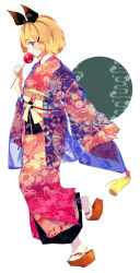 Rule 34 | 1girl, absurdres, candy apple, food, highres, japanese clothes, kagamine rin, kimono, vocaloid, yukata