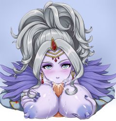 Rule 34 | 1girl, blush, breasts, circlet, cum, cum in mouth, dragon quest, dragon quest xi, earrings, jewelry, krystalinda, large breasts, lislette (dq11), lizlette, long hair, looking at viewer, nail polish, nipples, oral, paizuri, penis, pov, yas (35373)