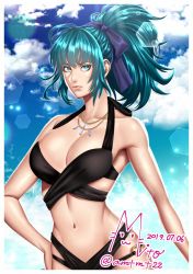 Rule 34 | 1girl, blue eyes, blue hair, breasts, cleavage, large breasts, leona heidern, mito amatsu, snk, tagme, the king of fighters