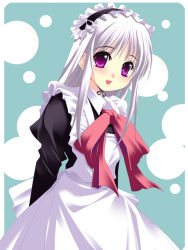 Rule 34 | 1girl, maid, purple eyes, solo, white hair, yuzuki furon