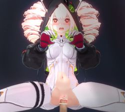 Rule 34 | blonde hair, bodysuit, cat girl, defloration, drill hair, gloves, heart, heart-shaped pupils, highres, missionary, sex, shiro (tower of fantasy), symbol-shaped pupils, tower of fantasy, twin drills, vaginal