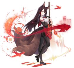 Rule 34 | 1girl, aircraft, akagi (azur lane), akagi (muse) (azur lane), animal ears, azur lane, bass guitar, black footwear, black gloves, black pantyhose, black skirt, breasts, brown hair, cleavage, collared shirt, detached sleeves, fox ears, fox girl, fox tail, from side, full body, gloves, hao (patinnko), holding, holding instrument, idol, instrument, kitsune, lapels, large breasts, large tail, loafers, long hair, looking at viewer, looking to the side, miniskirt, official alternate costume, official art, pantyhose, red eyes, shirt, shoes, skirt, solo, standing, standing on one leg, tail, transparent background, white shirt