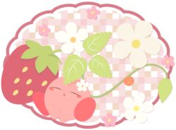 Rule 34 | flower, food, fruit, kirby, kirby (series), magumagu (mag2), no humans, sleeping, strawberry