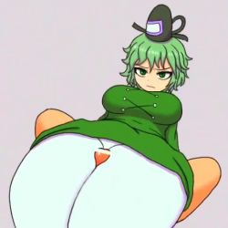 Rule 34 | animated, bouncing breasts, breasts, cum, cum on body, cum on breasts, cum on upper body, ghost, ghost tail, green eyes, green hair, kigan&#039;eiji, lowres, short hair, soga no tojiko, sound, tagme, thigh sex, touhou, video, wide hips