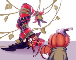 Rule 34 | axe, belt, breasts, digimon, digimon (creature), hat, highres, large breasts, pumpkin, pumpmon, tagaen810, witch, witch hat, witchmon