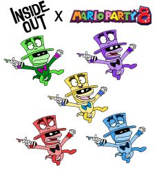 Rule 34 | anger (inside out), big top, bow, bowtie, disgust (inside out), emotions, fear (inside out), hat, highres, inside out, joy (inside out), mario (series), mario party, mario party 8, mc ballyhoo, microphone, nintendo, pixar, sadness (inside out), top hat