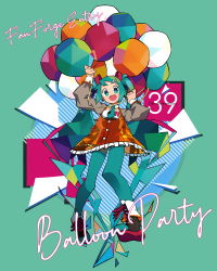 Rule 34 | 1girl, 39, :d, absurdly long hair, bad id, bad pixiv id, balloon, blue eyes, blue hair, boots, cross-laced footwear, detached collar, dress, earrings, hair ornament, hatsune miku, highres, holding, holding balloon, irarugii, jacket, jewelry, lace-up boots, leotard, leotard under clothes, long hair, long sleeves, necktie, open mouth, pantyhose, roman numeral, see-through, see-through dress, smile, solo, twintails, very long hair, vocaloid