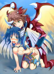 Rule 34 | 1boy, 1girl, all fours, bent over, blush, cardfight!! vanguard, censored, clothed sex, cosplay, dragonic overlord, gender request, genderswap, hetero, kai toshiki, sendou aichi, sex, soul saver dragon, vaginal, vanguard ride, you (outtune)