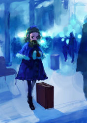 Rule 34 | 1girl, blue theme, child, pantyhose, sasahara yuuki, solo focus, suitcase, winter