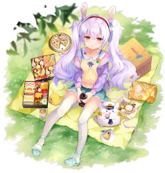 Rule 34 | &gt;:o, 1girl, alternate costume, animal ears, ayanami (azur lane), azur lane, bento, blush, character doll, chips (food), closed eyes, cookie, cupcake, fake animal ears, food, from above, highres, javelin (azur lane), laffey (azur lane), laffey (picnic adventure?) (azur lane), long hair, looking at viewer, manjuu (azur lane), meowfficer (azur lane), official alternate costume, official art, parted lips, picnic, picnic basket, pink eyes, potato chips, qp:flapper, rabbit ears, silver hair, sitting, soda bottle, thighhighs, transparent background, twintails, v-shaped eyebrows, very long hair, white thighhighs, z23 (azur lane)