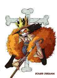 1boy afro artist_name ascot black_hair blue_ascot brook_(one_piece) commentary commentary_request cross crown_hat english_commentary french_commentary frilled_sleeves frills hat heart heart-shaped_eyewear holding holding_sheath holding_weapon long_hair male_focus mixed-language_commentary one_piece open_mouth prince_rours red-tinted_eyewear sheath skeleton solo sunglasses teeth tinted_eyewear twitter_username unsheathing weapon yellow-framed_eyewear