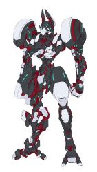 Rule 34 | absurdres, blue eyes, clenched hand, glowing, highres, hyemalequisetum, mecha, no humans, original, robot, simple background, standing, white background