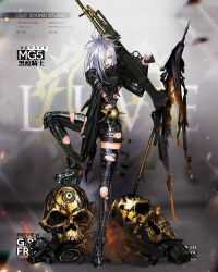 Rule 34 | 1girl, alternate hair length, alternate hairstyle, aqua eyes, banner, belt, black jumpsuit, black nails, boots, breasts, closed mouth, clothing cutout, damaged, earrings, eyebrow piercing, fire, full body, girls&#039; frontline, gold trim, gun, hair between eyes, hair over one eye, head tilt, high heel boots, high heels, holding, holding gun, holding microphone, holding weapon, hoop earrings, infukun, jewelry, jumpsuit, large breasts, leather footwear, leather jumpsuit, leg up, light particles, long hair, long sleeves, looking at viewer, machine gun, makeup, mg5, mg5 (girls&#039; frontline), mg5 (knight of calamity) (girls&#039; frontline), microphone, multiple earrings, multiple straps, nail polish, official alternate costume, official art, open mouth, piercing, ponytail, punk, rocker-chic, short jumpsuit, side cutout, sidelocks, silver hair, skull, solo, spikes, standing, studded boots, studded jumpsuit, thigh boots, thigh strap, thighhighs, torn boots, torn clothes, torn flag, torn jumpsuit, weapon, wide sleeves, wrist straps, zettai ryouiki