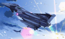 Rule 34 | aircraft, airplane, canards, cloud, delta wing, dusk, eurofighter typhoon, fighter jet, flying, i.t.o daynamics, jet, lens flare, military, military vehicle, missile, real life, realistic, royal air force, vehicle focus