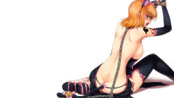 Rule 34 | 1girl, angry, animal ears, ass, butt crack, cat ears, cat tail, chained, chain, hairu, heart, highres, nami (one piece), one piece, orange hair, tail, wallpaper