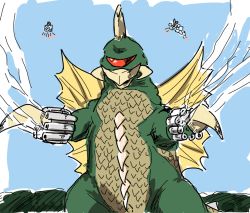 Rule 34 | alien, amputee, arm cannon, bracelet, cannon, company connection, crossover, cyborg, gauntlets, giant, giant monster, gigan, godzilla (series), godzilla vs. gigan, guest character, jewelry, kaijuu, meteor missile (zone fighter), meteor missile might, missile, missile launcher, missile pod, monster, no humans, parody, prosthesis, prosthetic arm, rocket launcher, saw, space monster, toho, weapon, wrist cannon, wrist gun, ya guru ma, zone fighter (series)