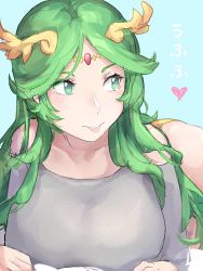 Rule 34 | 1girl, absurdres, ass, bad id, bad twitter id, bare shoulders, breasts, green eyes, green hair, highres, jackii, jewelry, kid icarus, kid icarus uprising, large breasts, long hair, lying, necklace, nintendo, on stomach, palutena, panties, smile, solo, tiara, tongue, tongue out, underwear, very long hair