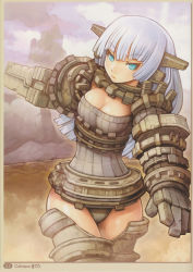 Rule 34 | 1girl, blue eyes, blue hair, breasts, cloud, female focus, gaius (shadow of the colossus), highres, long hair, outdoors, shadow of the colossus, shigatake, sky, solo, standing