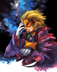 Rule 34 | 1boy, arc system works, blazblue, blonde hair, cape, gloves, male focus, mask, relius clover, smile, solo