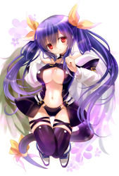 Rule 34 | 1girl, arc system works, asymmetrical wings, bad id, bad pixiv id, blue hair, breasts, chimochi, choker, cleavage, dizzy (guilty gear), dyudyu, guilty gear, long hair, midriff, red eyes, ribbon, solo, tail, tail ornament, tail ribbon, thighhighs, twintails, wings
