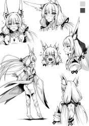 Rule 34 | 1girl, animal ears, breasts, chest jewel, cleavage, detached sleeves, expressions, facial mark, greyscale, highleg, highleg leotard, inoue takuya (tactactak), leotard, long hair, low twintails, medium breasts, monochrome, nia (blade) (xenoblade), nia (xenoblade), nintendo, silver hair, sketch, solo, thighhighs, twintails, very long hair, xenoblade chronicles (series), xenoblade chronicles 2
