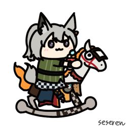 Rule 34 | 1girl, animal ears, animated, animated gif, arknights, grani (arknights), lowres, rocking horse, seseren, tail, toy horse