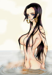 Rule 34 | boa hancock, breasts, censored, convenient censoring, hair over breasts, highres, long hair, nude, one piece