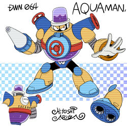 Rule 34 | 1boy, \||/, aqua man (mega man), ariga hitoshi, arm cannon, artist name, belt, blue background, blue footwear, boots, brown footwear, bubble, character name, character sheet, checkered background, colored shoe soles, commentary request, concept art, from behind, full body, gloves, gradient background, hat, highres, humanoid robot, knee boots, looking ahead, looking to the side, male focus, mega man (classic), mega man (series), mega man megamix, multiple views, no humans, red belt, red eyes, robot, scanlines, shoe soles, signature, simple background, standing, tank (container), turnaround, upper body, v-shaped eyebrows, valve, water, water tank, weapon, white background, white gloves
