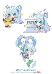 Rule 34 | :o, :q, ahoge, animal, bent over, blue eyes, blue hair, blue necktie, blue scarf, blush stickers, character name, chibi, commentary, company name, crypton future media, detached sleeves, floating hair, grey skirt, grey sleeves, grey thighhighs, grill, hair ornament, hand on own knee, hatsune miku, highres, holding, holding shovel, holding spoon, knees up, light blue hair, long hair, looking at object, miniskirt, necktie, official art, one eye closed, open mouth, piapro, pleated skirt, rabbit, rabbit yukine, scarf, second-party source, shichirin, shirt, shovel, shoveling, simple background, sitting, skirt, sleeveless, sleeveless shirt, snow shovel, snowflake print, sparkling aura, sparkling eyes, spoon, standing, stone lantern, thighhighs, tongue, tongue out, twintails, v-shaped eyebrows, very long hair, vocaloid, white background, white scarf, white shirt, yuki miku, yuki miku (2011), yuni (irohasuiroiro)