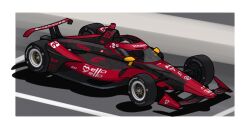 Rule 34 | car, commentary, english commentary, formula racer, highres, honda, indianapolis motor speedway, indycar series, mei (genistarts), motor vehicle, no humans, original, race vehicle, racecar, red car, shadow, spoiler (automobile), sponsor, vehicle focus