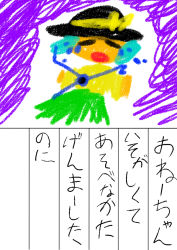Rule 34 | 1girl, child&#039;s drawing, crying, diary, hat, hat ribbon, komeiji koishi, nicetack, ribbon, short hair, third eye, touhou