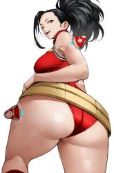 Rule 34 | 1girl, ass, boku no hero academia, breasts, duplicate, female focus, highres, large breasts, smile, white background, yaoyorozu momo, yoshio (55level)